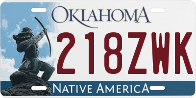 OK license plate 218ZWK