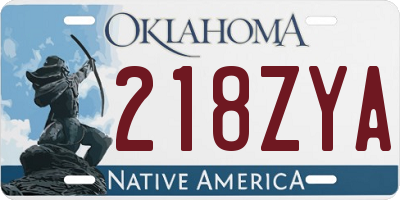 OK license plate 218ZYA