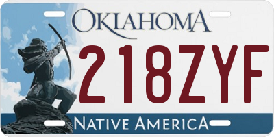 OK license plate 218ZYF