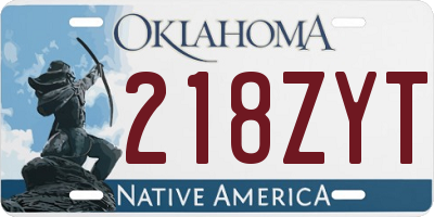 OK license plate 218ZYT