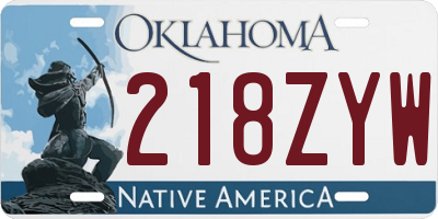 OK license plate 218ZYW