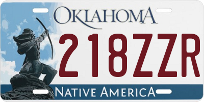 OK license plate 218ZZR
