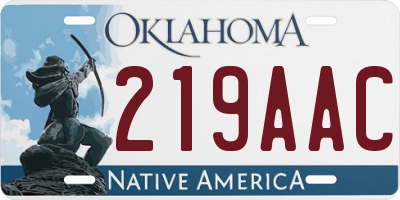 OK license plate 219AAC