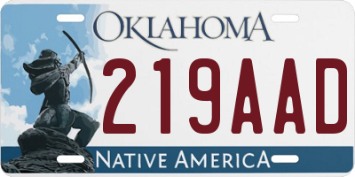 OK license plate 219AAD
