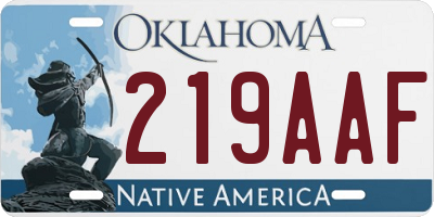 OK license plate 219AAF