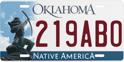 OK license plate 219ABO