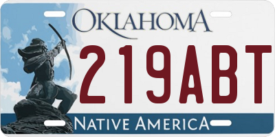 OK license plate 219ABT