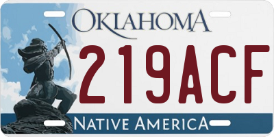 OK license plate 219ACF