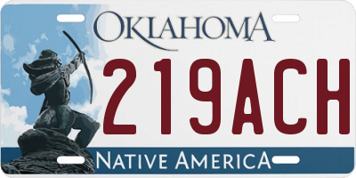 OK license plate 219ACH