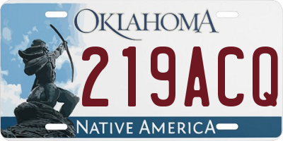 OK license plate 219ACQ