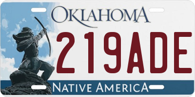 OK license plate 219ADE
