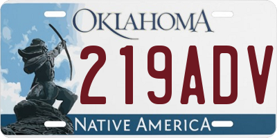 OK license plate 219ADV