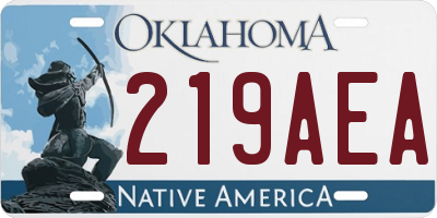 OK license plate 219AEA