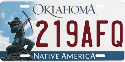 OK license plate 219AFQ