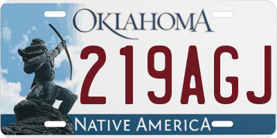 OK license plate 219AGJ