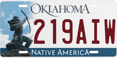 OK license plate 219AIW