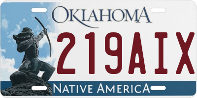 OK license plate 219AIX