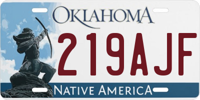 OK license plate 219AJF