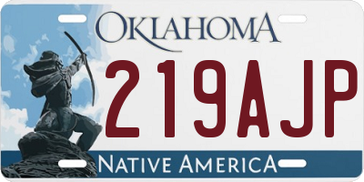 OK license plate 219AJP