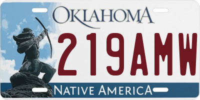 OK license plate 219AMW