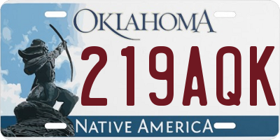 OK license plate 219AQK