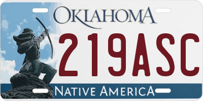 OK license plate 219ASC