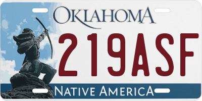 OK license plate 219ASF