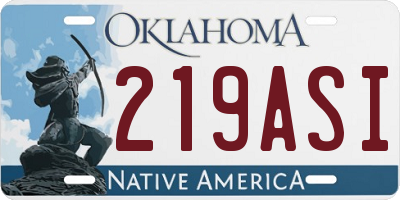 OK license plate 219ASI