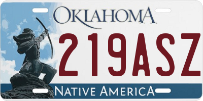 OK license plate 219ASZ