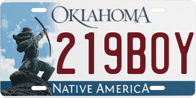OK license plate 219BOY