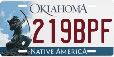 OK license plate 219BPF