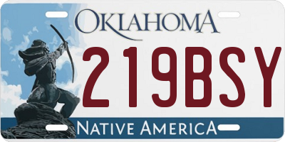 OK license plate 219BSY