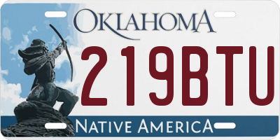 OK license plate 219BTU