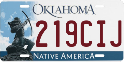 OK license plate 219CIJ