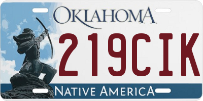 OK license plate 219CIK