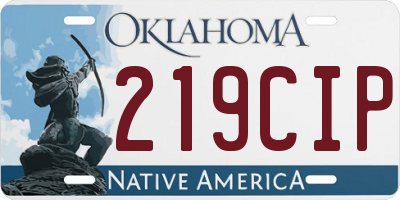 OK license plate 219CIP