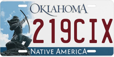 OK license plate 219CIX