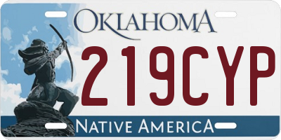 OK license plate 219CYP