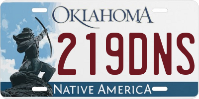OK license plate 219DNS