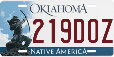OK license plate 219DOZ