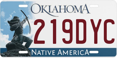 OK license plate 219DYC