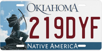 OK license plate 219DYF
