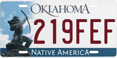 OK license plate 219FEF
