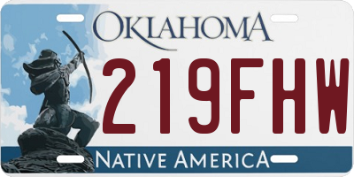 OK license plate 219FHW