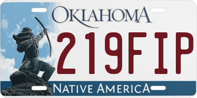OK license plate 219FIP