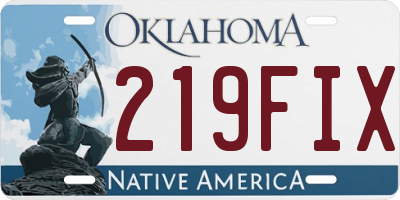 OK license plate 219FIX
