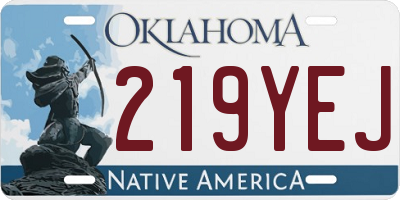 OK license plate 219YEJ