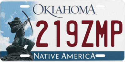 OK license plate 219ZMP