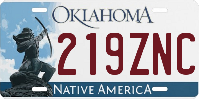 OK license plate 219ZNC