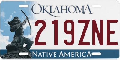 OK license plate 219ZNE